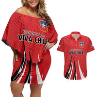 Chile Football Custom Couples Matching Off Shoulder Short Dress and Hawaiian Shirt Chi Chi Chi Le Le Le Viva Chile