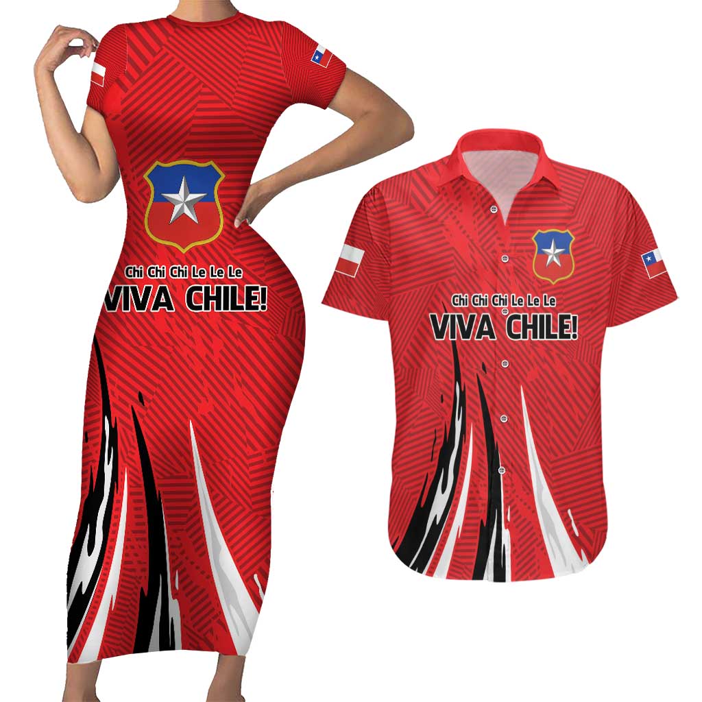 Chile Football Custom Couples Matching Short Sleeve Bodycon Dress and Hawaiian Shirt Chi Chi Chi Le Le Le Viva Chile