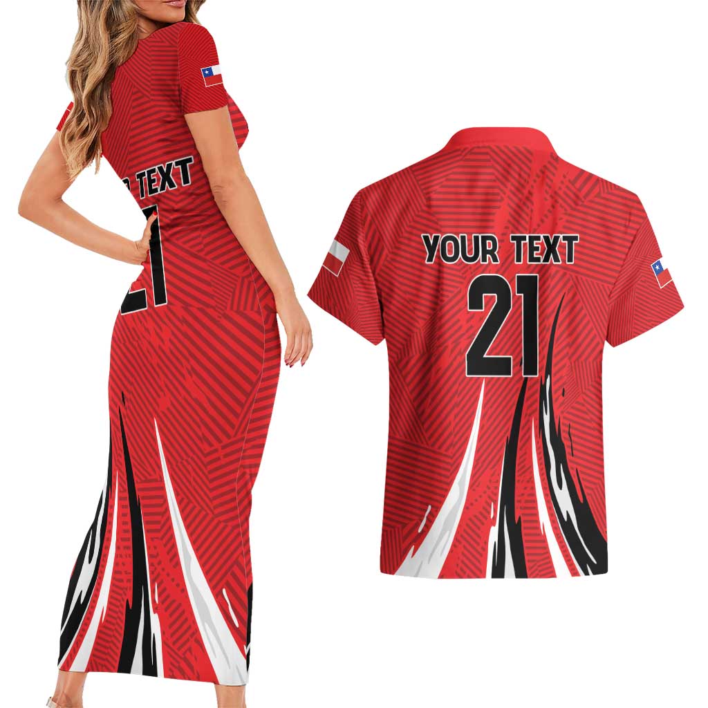 Chile Football Custom Couples Matching Short Sleeve Bodycon Dress and Hawaiian Shirt Chi Chi Chi Le Le Le Viva Chile