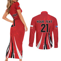 Chile Football Custom Couples Matching Short Sleeve Bodycon Dress and Long Sleeve Button Shirt Chi Chi Chi Le Le Le Viva Chile