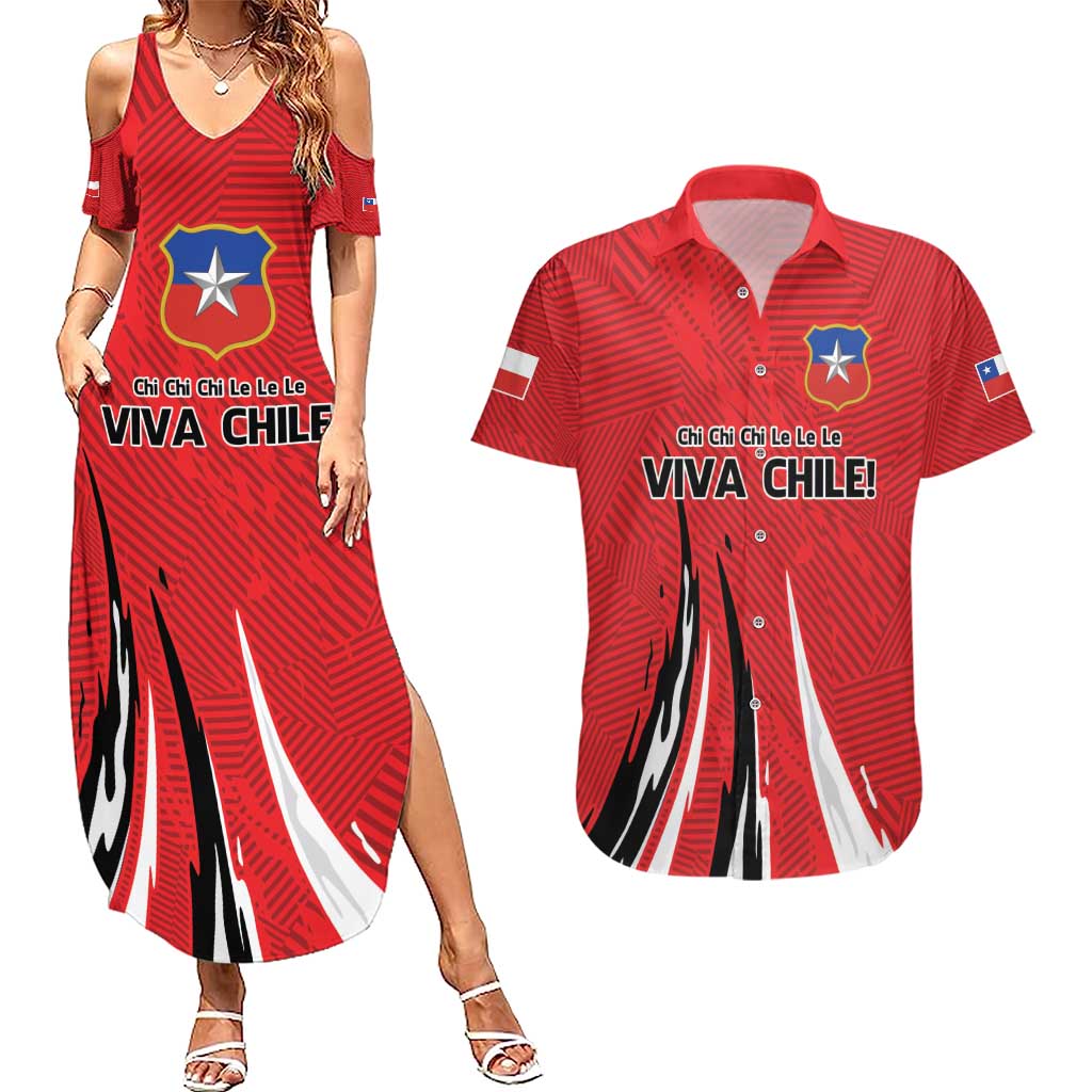 Chile Football Custom Couples Matching Summer Maxi Dress and Hawaiian Shirt Chi Chi Chi Le Le Le Viva Chile