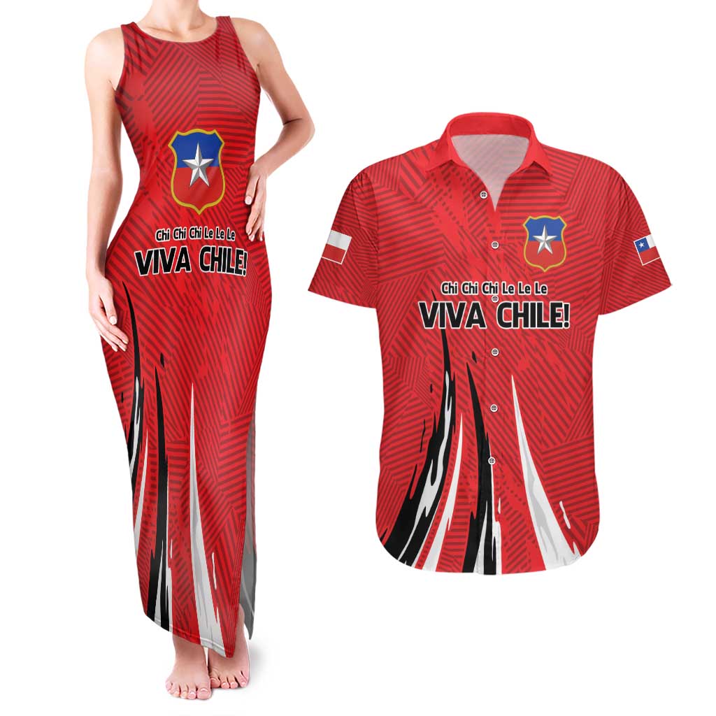 Chile Football Custom Couples Matching Tank Maxi Dress and Hawaiian Shirt Chi Chi Chi Le Le Le Viva Chile