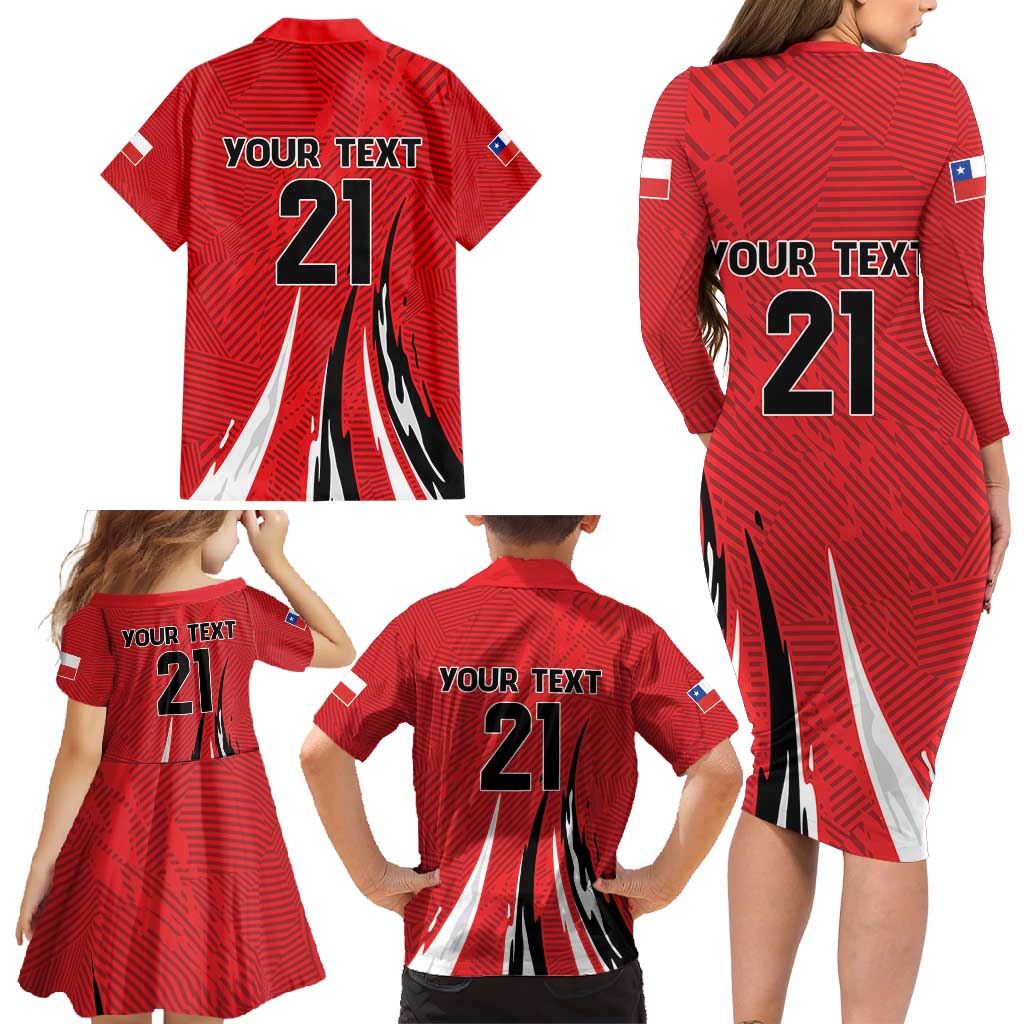 Chile Football Custom Family Matching Long Sleeve Bodycon Dress and Hawaiian Shirt Chi Chi Chi Le Le Le Viva Chile