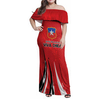 Chile Football Custom Family Matching Off Shoulder Maxi Dress and Hawaiian Shirt Chi Chi Chi Le Le Le Viva Chile