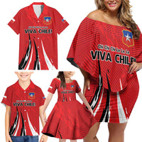 Chile Football Custom Family Matching Off Shoulder Short Dress and Hawaiian Shirt Chi Chi Chi Le Le Le Viva Chile