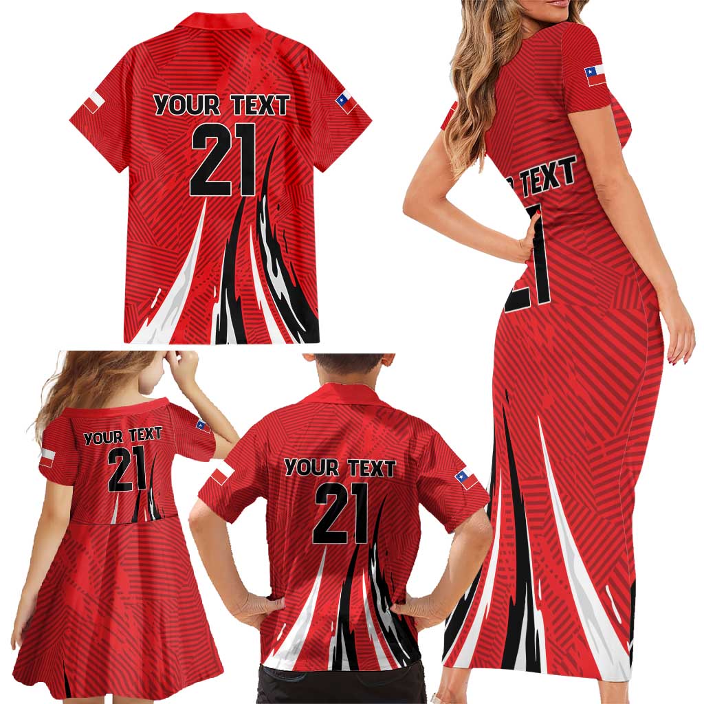 Chile Football Custom Family Matching Short Sleeve Bodycon Dress and Hawaiian Shirt Chi Chi Chi Le Le Le Viva Chile