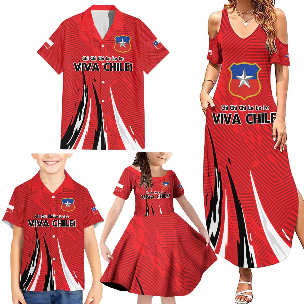 Chile Football Custom Family Matching Summer Maxi Dress and Hawaiian Shirt Chi Chi Chi Le Le Le Viva Chile