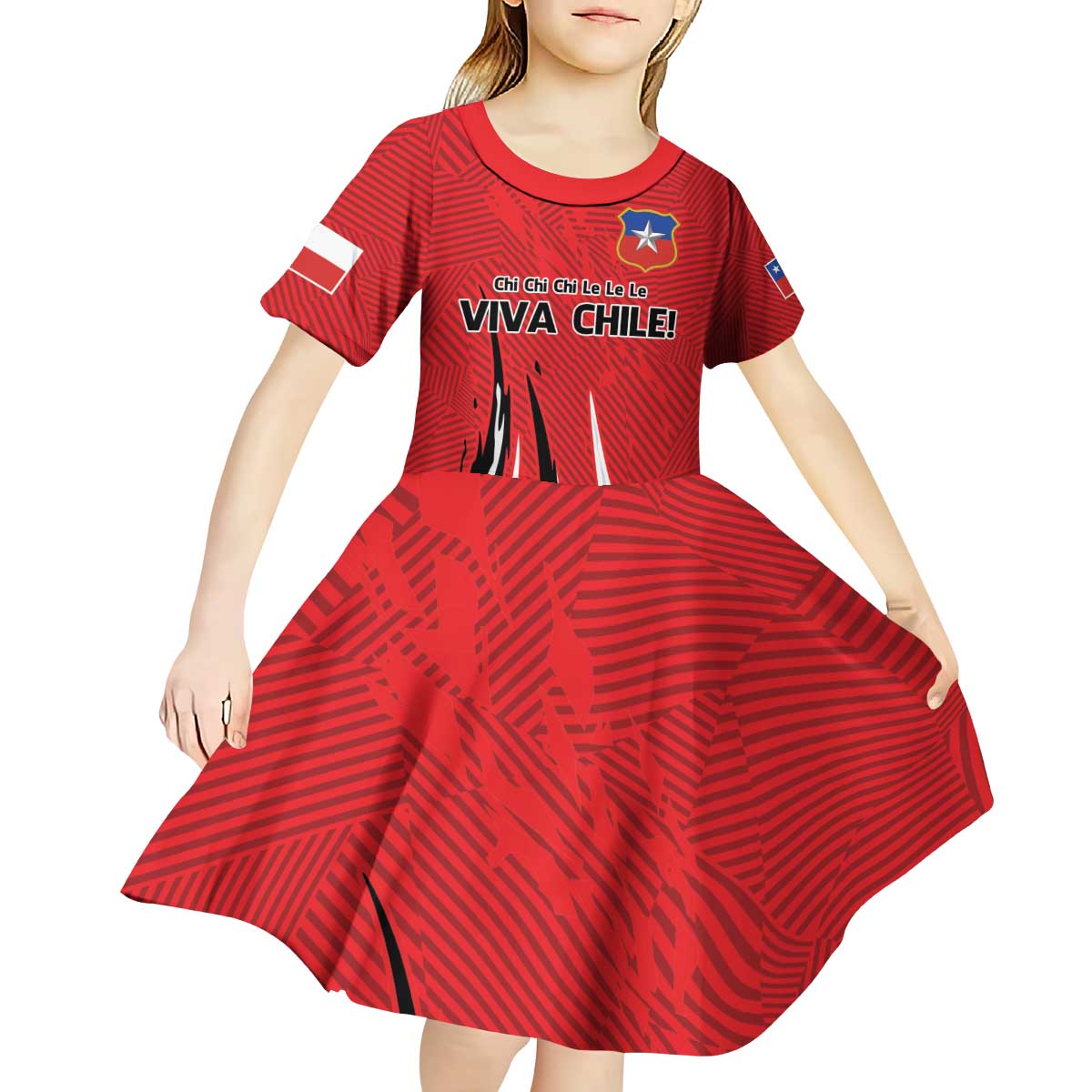 Chile Football Custom Kid Short Sleeve Dress Chi Chi Chi Le Le Le Viva Chile