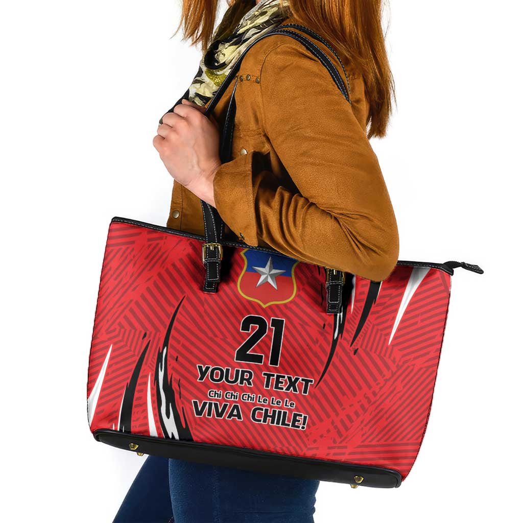 Chile Football Custom Leather Tote Bag Chi Chi Chi Le Le Le Viva Chile