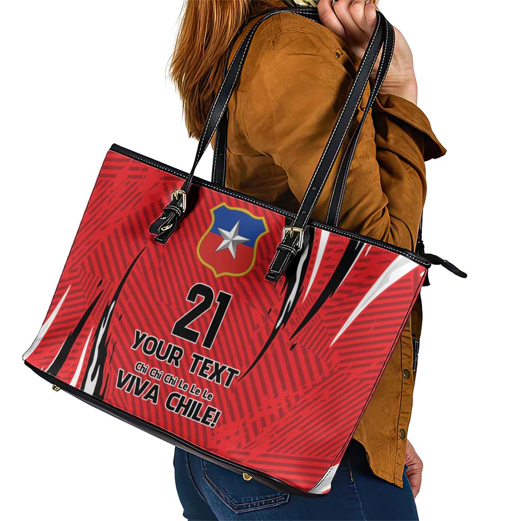 Chile Football Custom Leather Tote Bag Chi Chi Chi Le Le Le Viva Chile