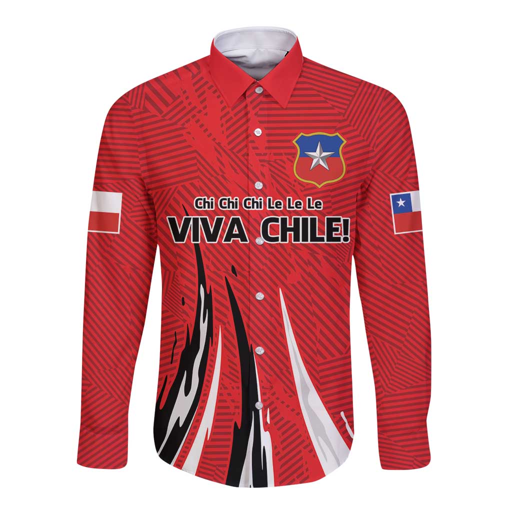 Chile Football Custom Long Sleeve Button Shirt Chi Chi Chi Le Le Le Viva Chile