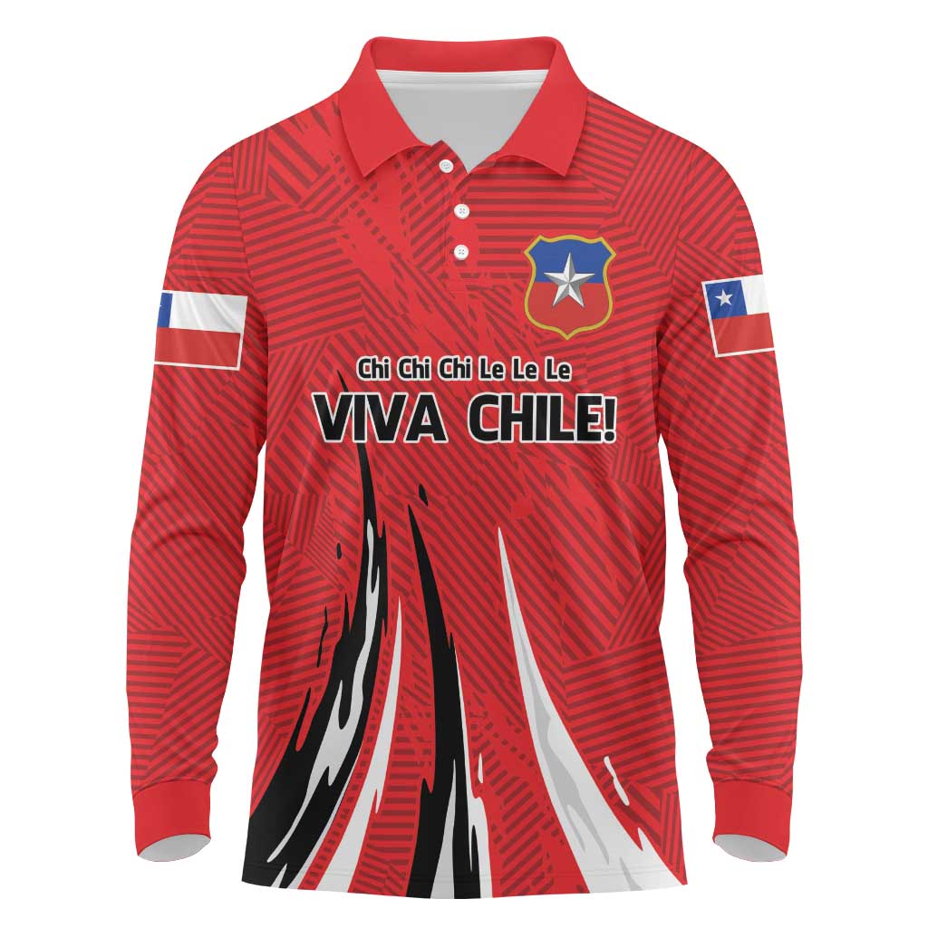 Chile Football Custom Long Sleeve Polo Shirt Chi Chi Chi Le Le Le Viva Chile