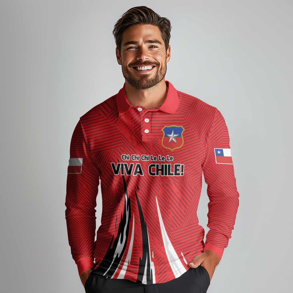 Chile Football Custom Long Sleeve Polo Shirt Chi Chi Chi Le Le Le Viva Chile