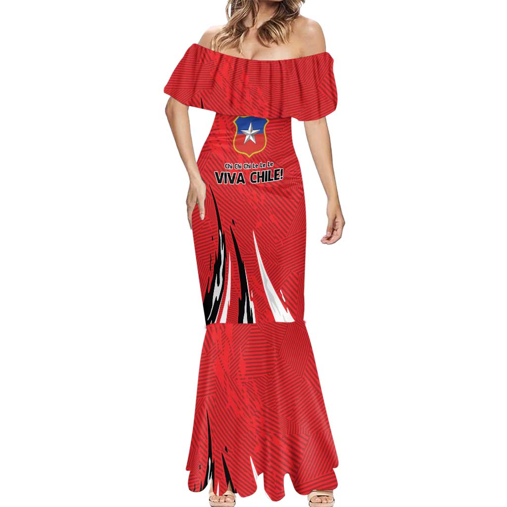 Chile Football Custom Mermaid Dress Chi Chi Chi Le Le Le Viva Chile