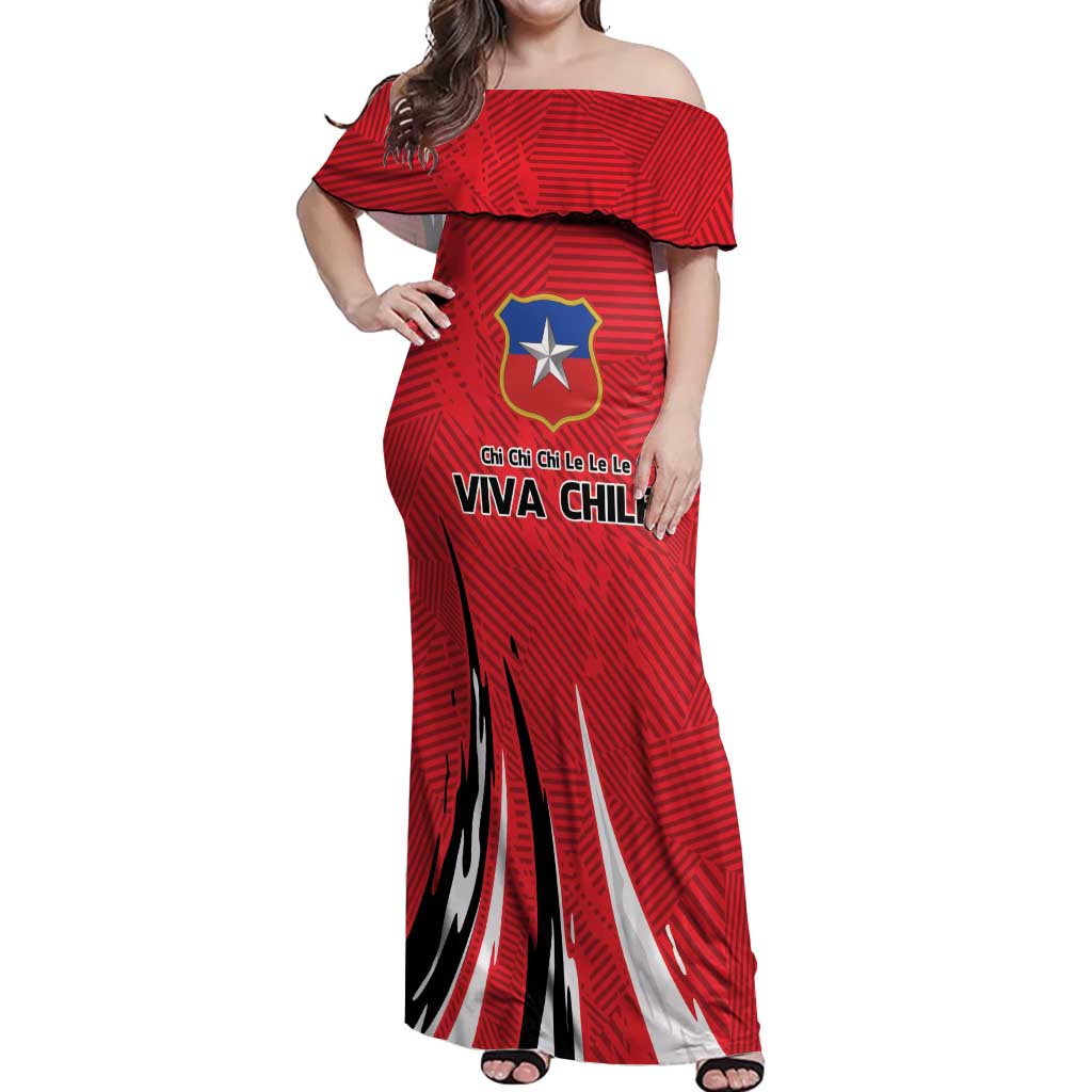 Chile Football Custom Off Shoulder Maxi Dress Chi Chi Chi Le Le Le Viva Chile