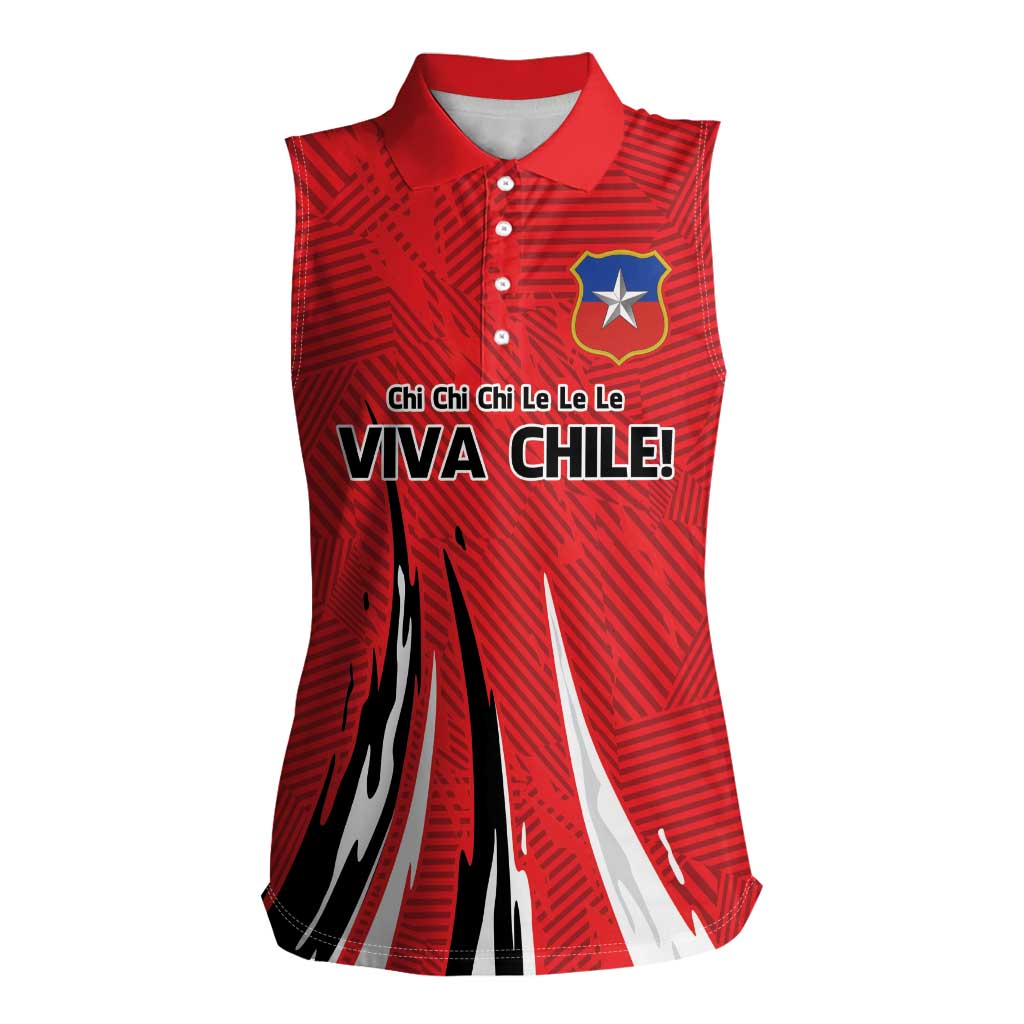 Chile Football Custom Women Sleeveless Polo Shirt Chi Chi Chi Le Le Le Viva Chile