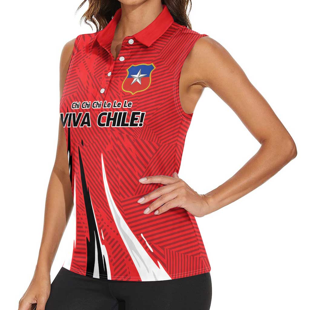 Chile Football Custom Women Sleeveless Polo Shirt Chi Chi Chi Le Le Le Viva Chile