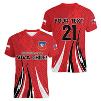 Chile Football Custom Women V-Neck T-Shirt Chi Chi Chi Le Le Le Viva Chile