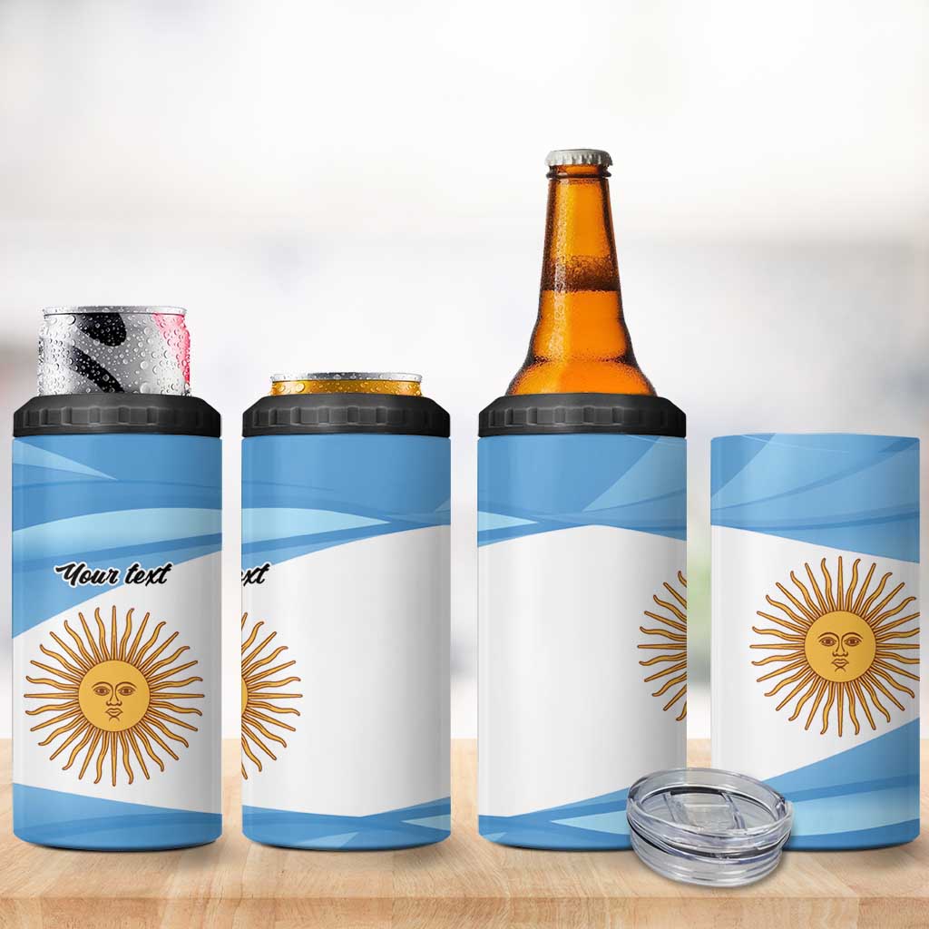 Argentina Flag Day Personalized 4 in 1 Can Cooler Tumbler Simple Sol de Mayo