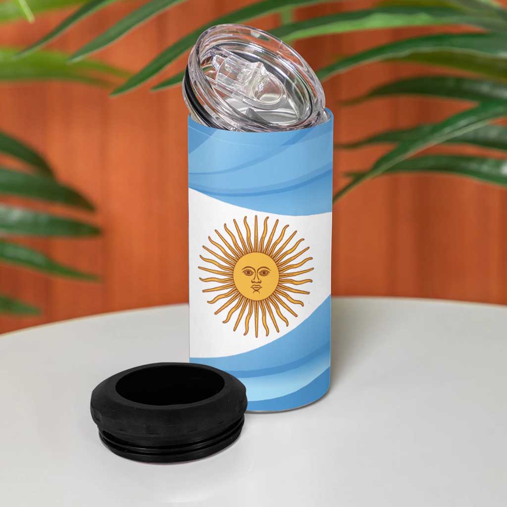 Argentina Flag Day Personalized 4 in 1 Can Cooler Tumbler Simple Sol de Mayo
