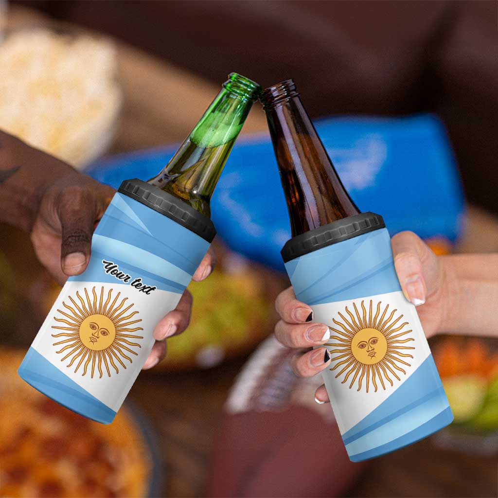 Argentina Flag Day Personalized 4 in 1 Can Cooler Tumbler Simple Sol de Mayo