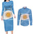 Argentina Flag Day Personalized Couples Matching Long Sleeve Bodycon Dress and Long Sleeve Button Shirt Simple Sol de Mayo