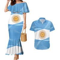Argentina Flag Day Personalized Couples Matching Mermaid Dress and Hawaiian Shirt Simple Sol de Mayo
