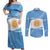 Argentina Flag Day Personalized Couples Matching Off Shoulder Maxi Dress and Long Sleeve Button Shirt Simple Sol de Mayo