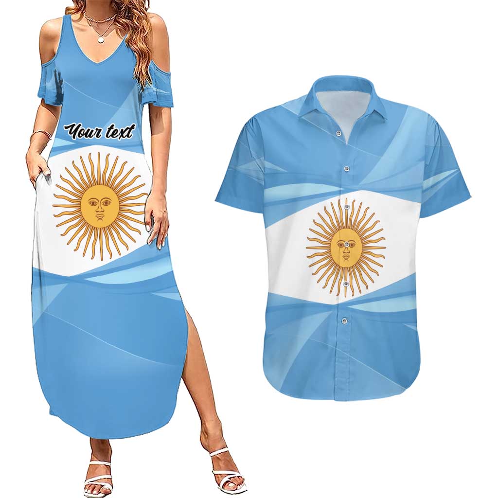 Argentina Flag Day Personalized Couples Matching Summer Maxi Dress and Hawaiian Shirt Simple Sol de Mayo