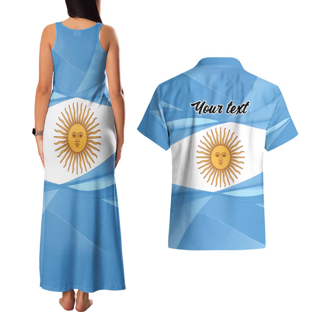 Argentina Flag Day Personalized Couples Matching Tank Maxi Dress and Hawaiian Shirt Simple Sol de Mayo