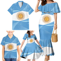 Argentina Flag Day Personalized Family Matching Mermaid Dress and Hawaiian Shirt Simple Sol de Mayo