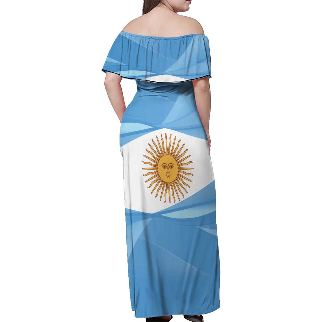 Argentina Flag Day Personalized Family Matching Off Shoulder Maxi Dress and Hawaiian Shirt Simple Sol de Mayo