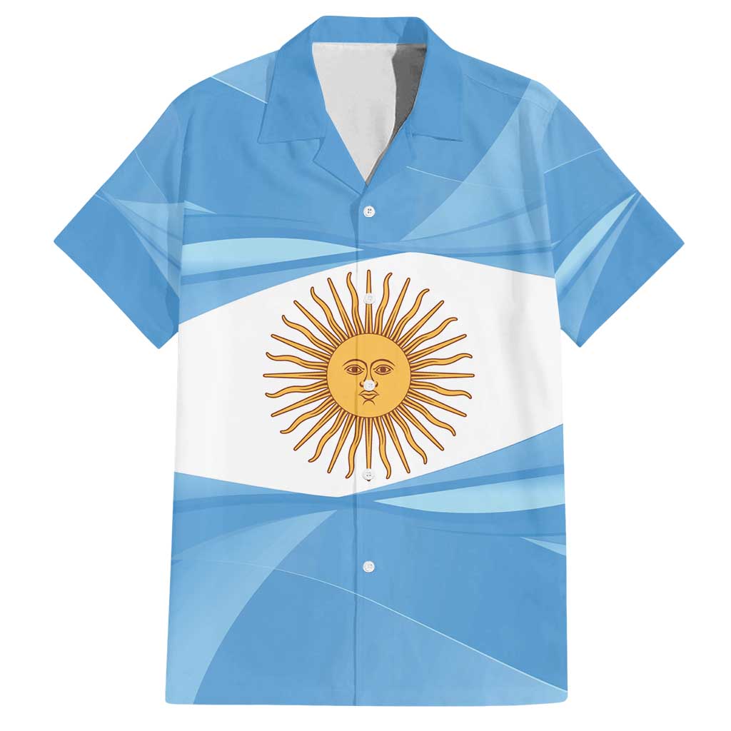 Argentina Flag Day Personalized Family Matching Off Shoulder Short Dress and Hawaiian Shirt Simple Sol de Mayo