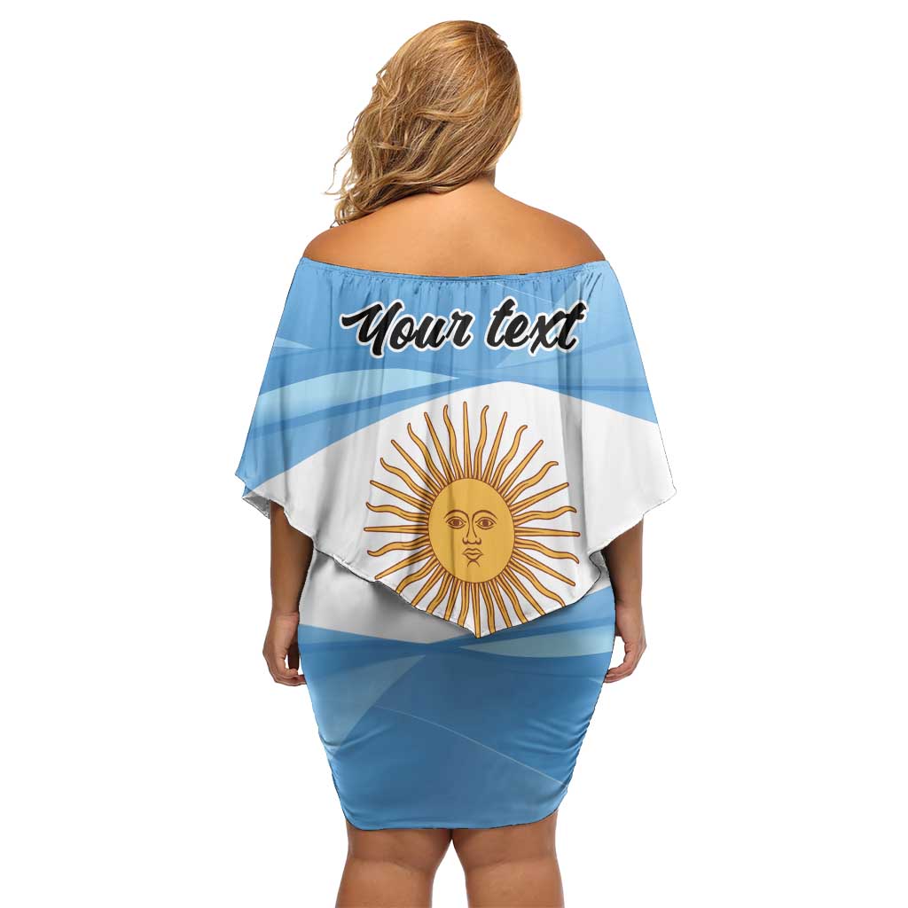Argentina Flag Day Personalized Family Matching Off Shoulder Short Dress and Hawaiian Shirt Simple Sol de Mayo