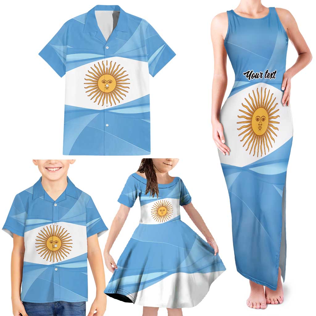 Argentina Flag Day Personalized Family Matching Tank Maxi Dress and Hawaiian Shirt Simple Sol de Mayo