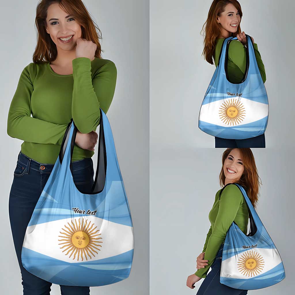 Argentina Flag Day Personalized Grocery Bag Simple Sol de Mayo