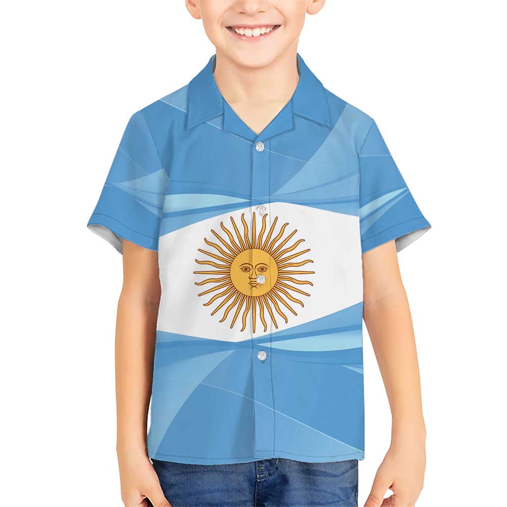 Argentina Flag Day Personalized Kid Hawaiian Shirt Simple Sol de Mayo