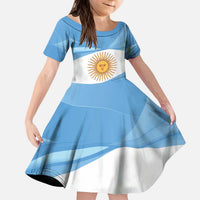 Argentina Flag Day Personalized Kid Short Sleeve Dress Simple Sol de Mayo