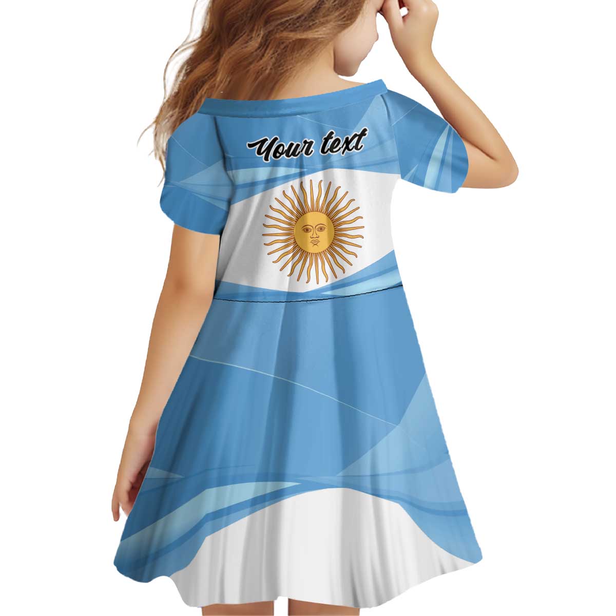 Argentina Flag Day Personalized Kid Short Sleeve Dress Simple Sol de Mayo