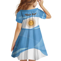 Argentina Flag Day Personalized Kid Short Sleeve Dress Simple Sol de Mayo