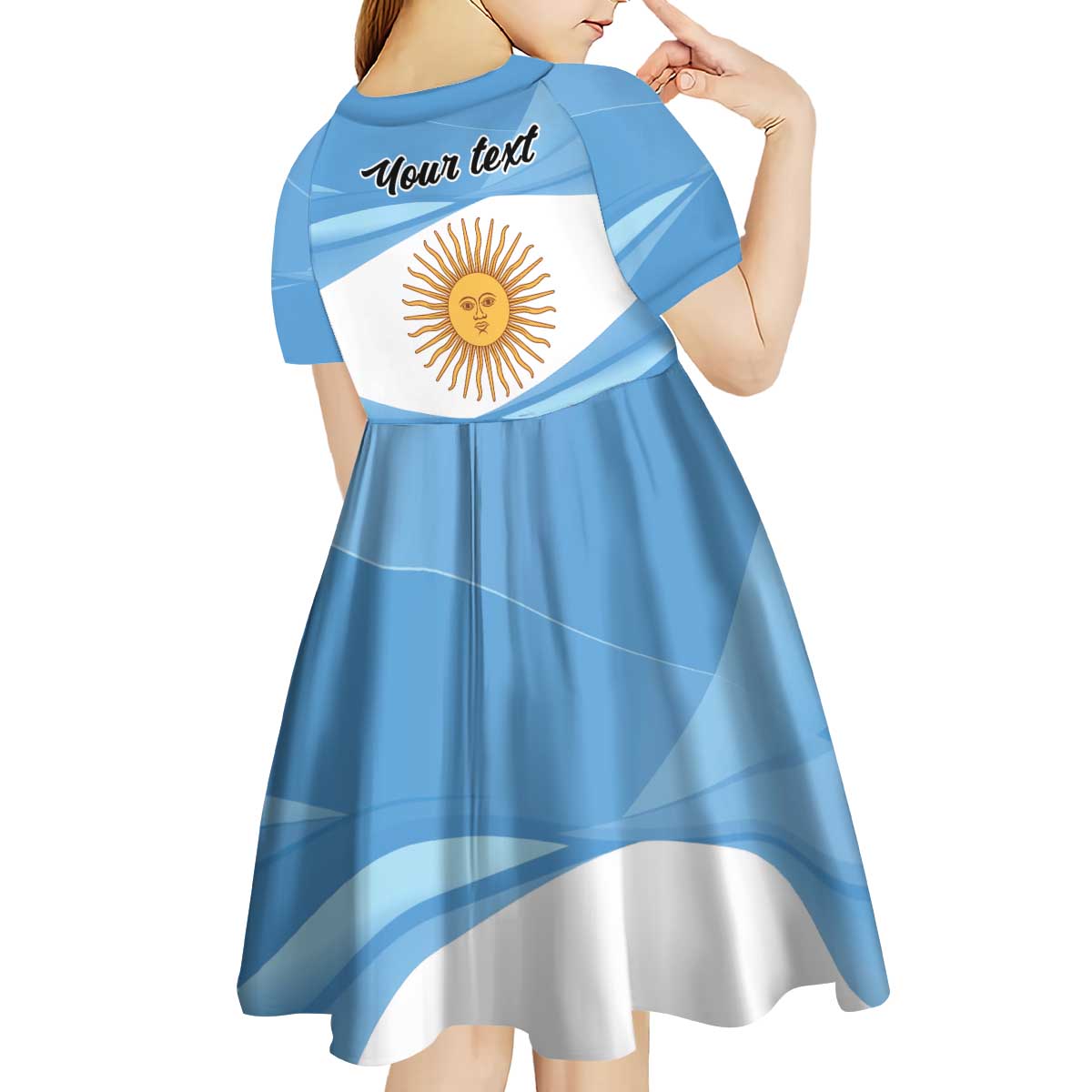 Argentina Flag Day Personalized Kid Short Sleeve Dress Simple Sol de Mayo