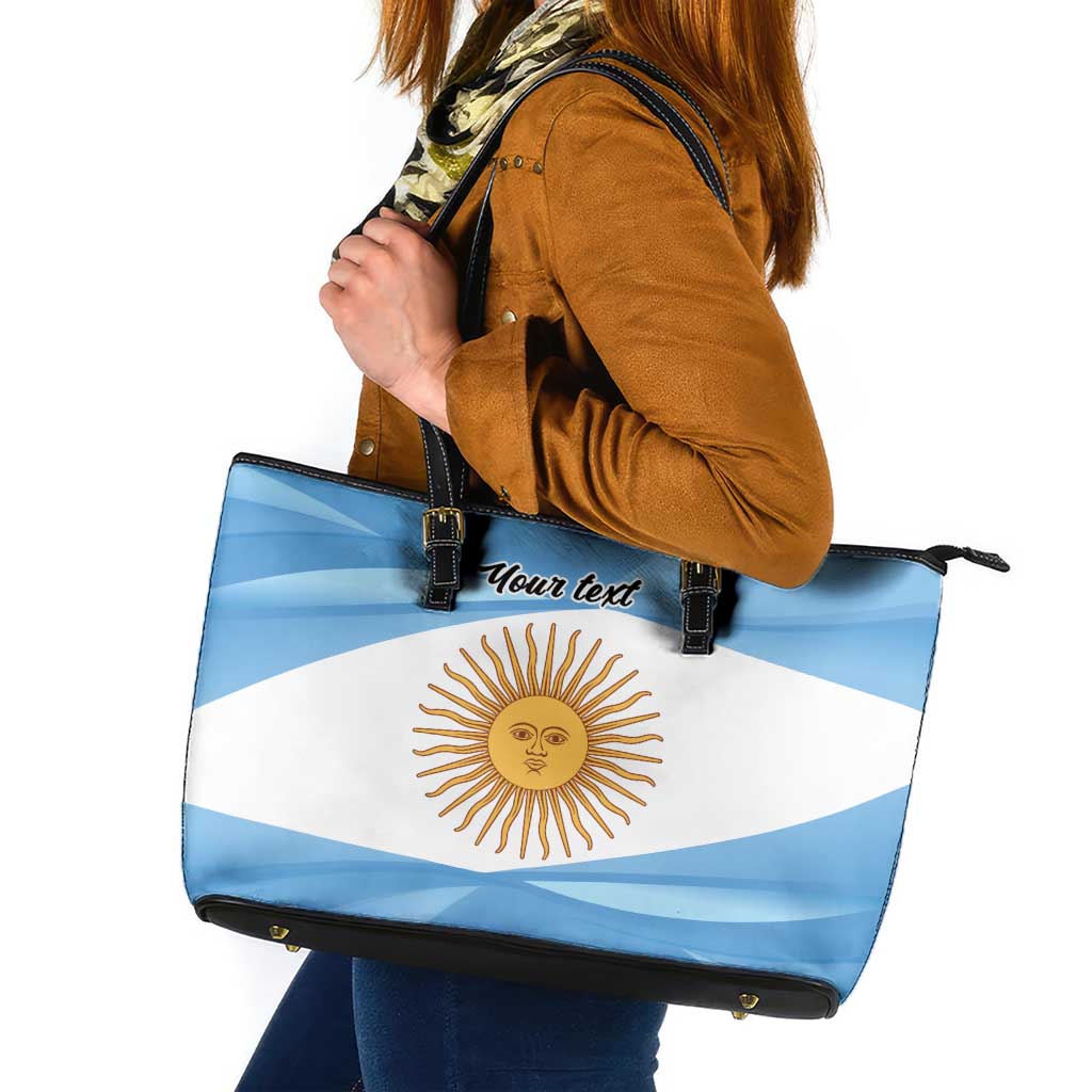 Argentina Flag Day Personalized Leather Tote Bag Simple Sol de Mayo