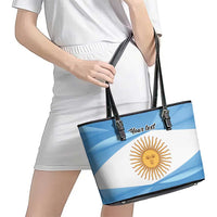 Argentina Flag Day Personalized Leather Tote Bag Simple Sol de Mayo