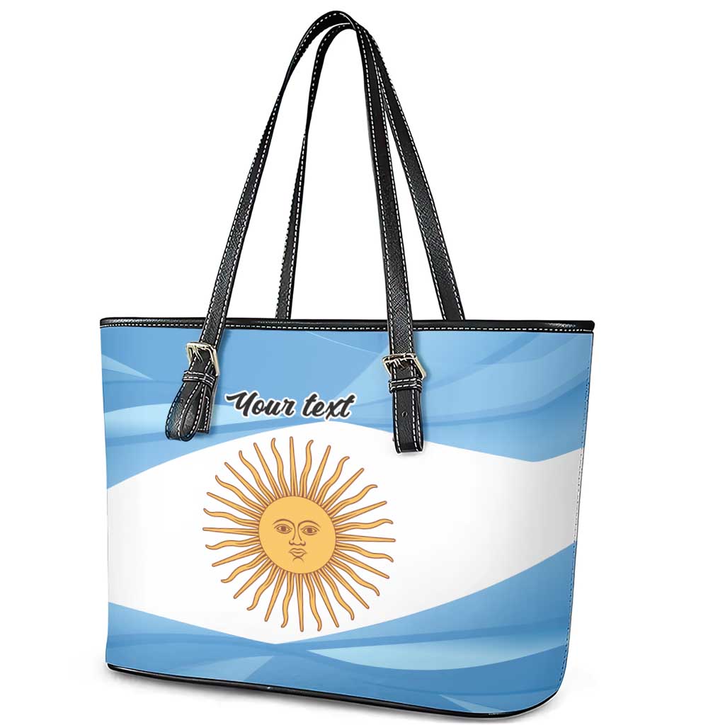 Argentina Flag Day Personalized Leather Tote Bag Simple Sol de Mayo