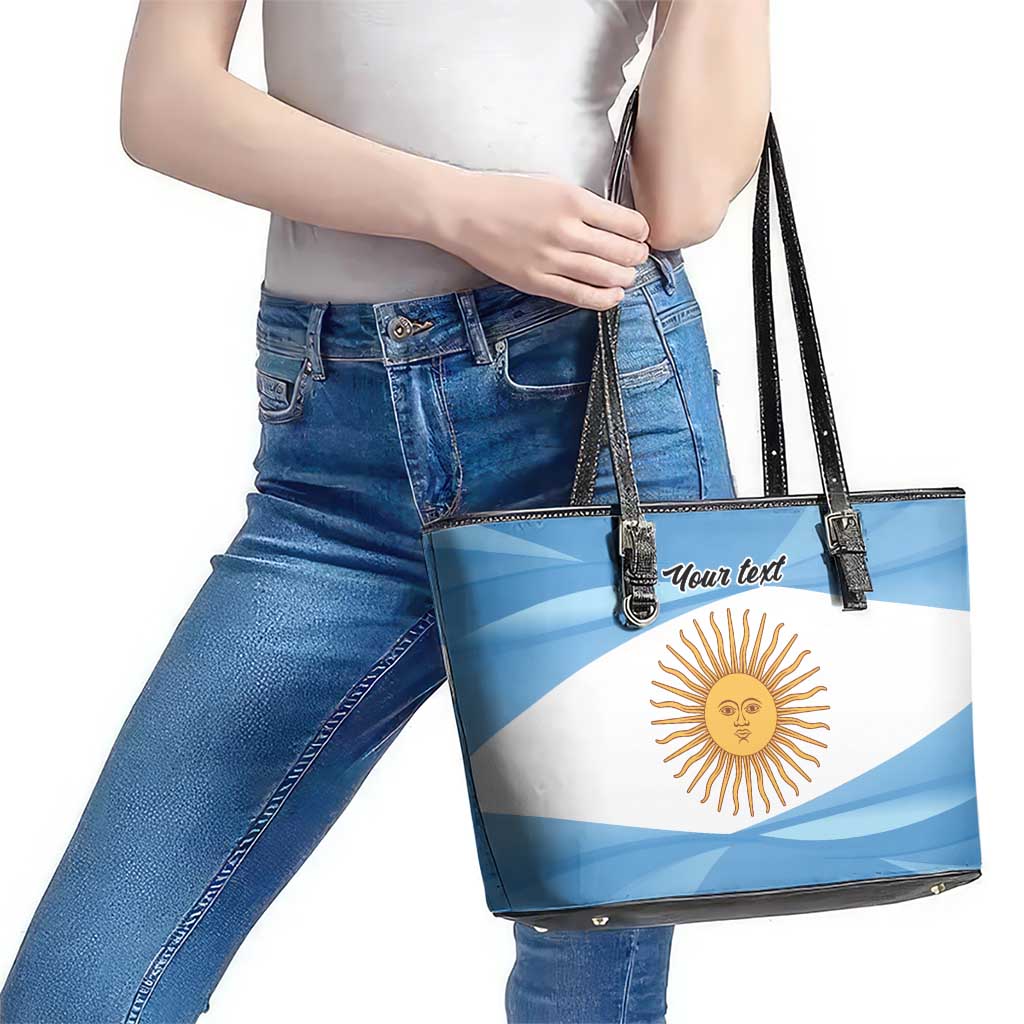 Argentina Flag Day Personalized Leather Tote Bag Simple Sol de Mayo