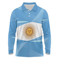 Argentina Flag Day Personalized Long Sleeve Polo Shirt Simple Sol de Mayo