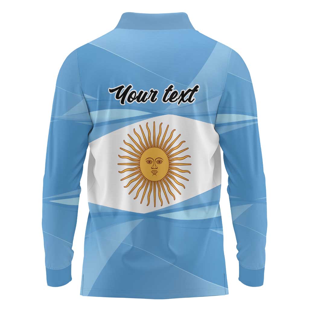 Argentina Flag Day Personalized Long Sleeve Polo Shirt Simple Sol de Mayo