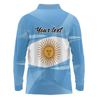 Argentina Flag Day Personalized Long Sleeve Polo Shirt Simple Sol de Mayo