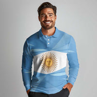 Argentina Flag Day Personalized Long Sleeve Polo Shirt Simple Sol de Mayo