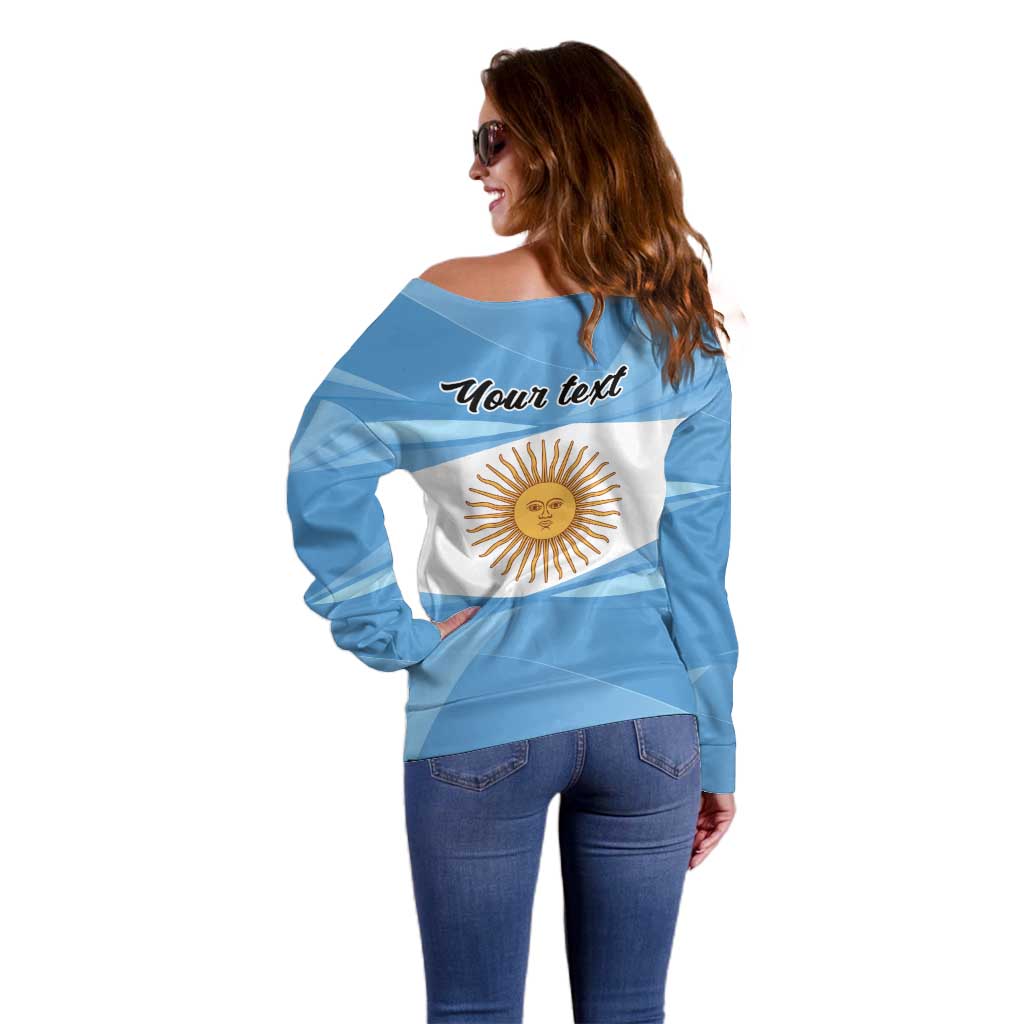 Argentina Flag Day Personalized Off Shoulder Sweater Simple Sol de Mayo